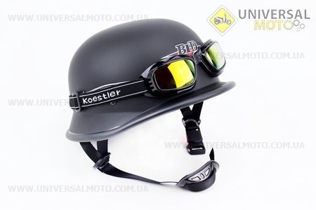 Шлем-каска BLD-130 "немец" S-ЧЕРНЫЙ матовый + ОЧКИ