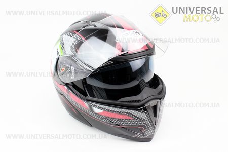 Шлем закрытый с откидным подбородком+очки HF-118 M- ЧЕРНЫЙ с рисунком цветным