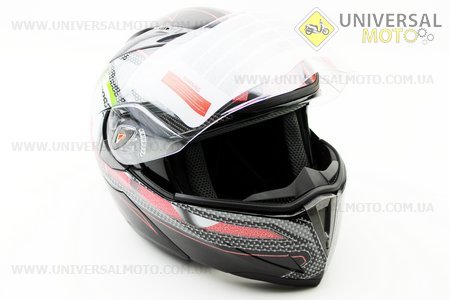 Шлем закрытый с откидным подбородком+очки HF-118 L- ЧЕРНЫЙ глянец с рисунком Q56-S Italy