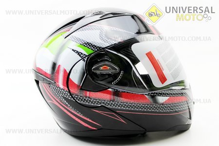 Шлем закрытый с откидным подбородком+очки HF-118 L- ЧЕРНЫЙ глянец с рисунком Q56-S Italy