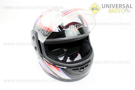 Шлем закрытый BLD-825 - S-ЧЕРНЫЙ с рисунком + воротник