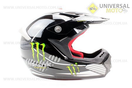 Шлем кроссовый HF-117 XL-черный "MONSTER"