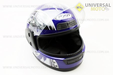 Шлем закрытый HF-109 S- СИНИЙ с рисунком Q24