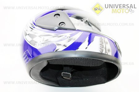 Шлем закрытый HF-109 S- СИНИЙ с рисунком Q24