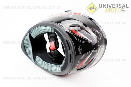 Шлем закрытый HF-122 L- ЧЕРНЫЙ глянец с рисунком