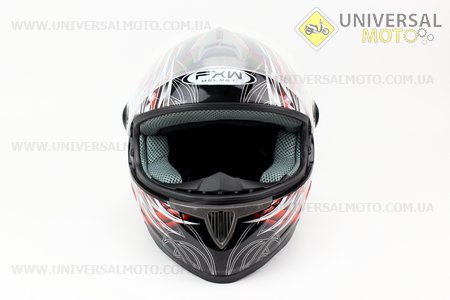 Шлем закрытый HF-122 L- ЧЕРНЫЙ глянец с рисунком