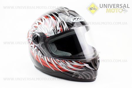 Шлем закрытый HF-122 L- ЧЕРНЫЙ глянец с рисунком