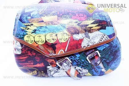 Кофр-СУМКА "БАЙКЕР" боковой двухсторонний, пара МОД. 5 "ЦВЕТНЫЕ". Китай (Шлем / UM3301-V81)