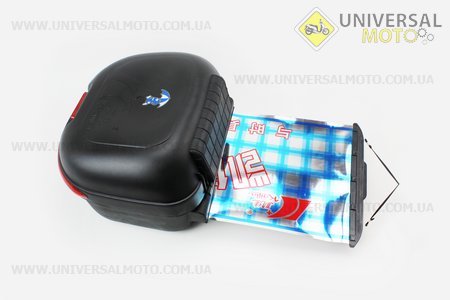 Кофр средний (пластмассовый) 380*420*270мм, крепл. быстросъемное, черный матовый + дождевик сиденья