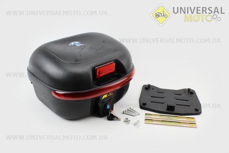 Кофр средний (пластмассовый) 380*420*270мм, крепл. быстросъемное, черный матовый + дождевик сиденья