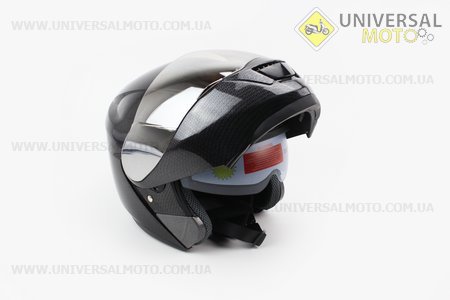 Шлем закрытый с откидным подбородком+очки HF-119 XXL- ЧЕРНЫЙ карбоновый