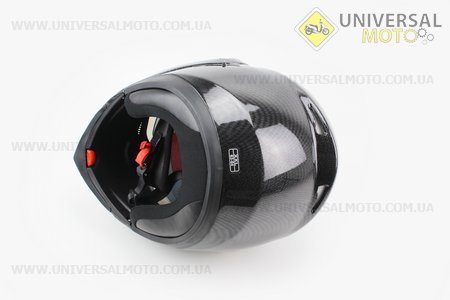 Шлем закрытый с откидным подбородком+очки HF-119 XXL- ЧЕРНЫЙ карбоновый