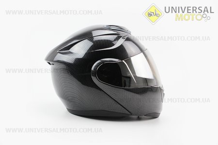 Шлем закрытый с откидным подбородком+очки HF-119 XXL- ЧЕРНЫЙ карбоновый