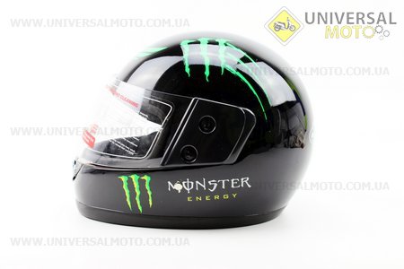 Шлем закрытый 825-3 MONSTER - XS-ЧЕРНЫЙ с рисунком зеленым