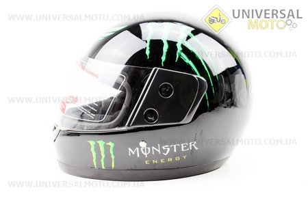 Шлем закрытый 825-3 MONSTER - S-ЧЕРНЫЙ с рисунком зеленым