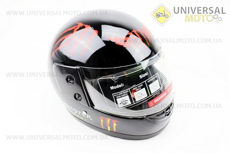 Шлем закрытый 825-3 MONSTER - S-ЧЕРНЫЙ с рисунком красным