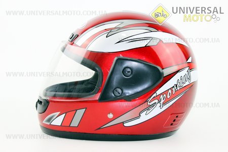 Шлем закрытый HF-101 S- КРАСНЫЙ с серым рисунком XB