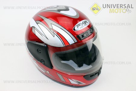 Шлем закрытый HF-101 S- КРАСНЫЙ с серым рисунком XB