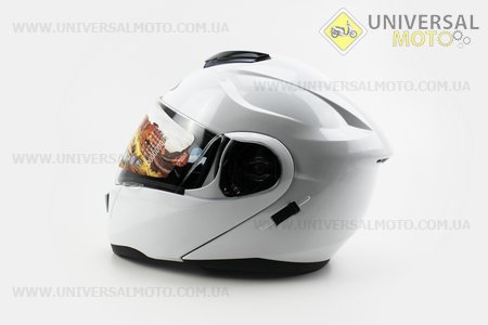 Шлем закрытый с откидным подбородком + очки HF-119 M- БЕЛЫЙ. FXW (Шлем / UM3302-V72)