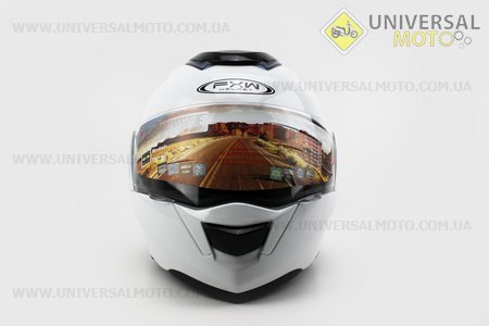Шлем закрытый с откидным подбородком + очки HF-119 M- БЕЛЫЙ. FXW (Шлем / UM3302-V72)