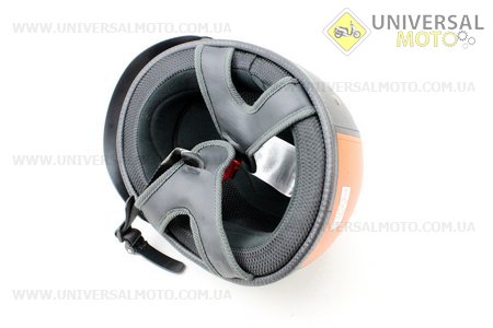 Шлем "кепка" NT-200 (XTS) КОЖА Stripe S - ЧЕРНЫЙ/оранжевый