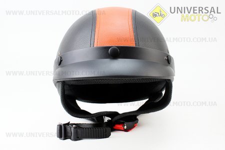 Шлем "кепка" NT-200 (XTS) КОЖА Stripe S - ЧЕРНЫЙ/оранжевый