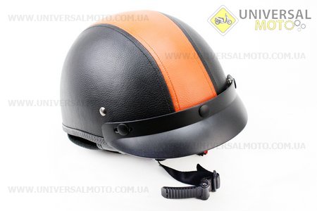 Шлем "кепка" NT-200 (XTS) КОЖА Stripe S - ЧЕРНЫЙ/оранжевый