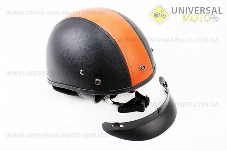 Шлем "кепка" NT-200 (XTS) КОЖА Stripe XL - ЧЕРНЫЙ/оранжевый