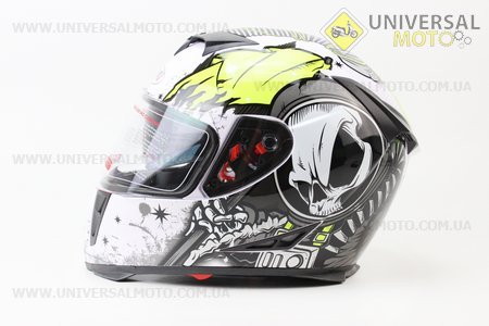Шлем закрытый FF311 Skull L - БЕЛЫЙ с рисунком глянец