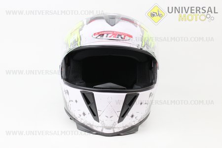 Шлем закрытый FF311 Skull L - БЕЛЫЙ с рисунком глянец