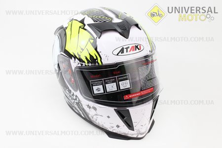 Шлем закрытый FF311 Skull L - БЕЛЫЙ с рисунком глянец