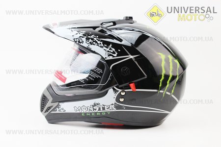 Шлем кроссовый FF103 Monster M - ЧЕРНЫЙ глянец