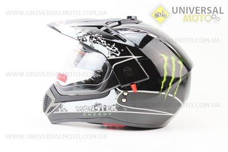 Шлем кроссовый FF103 Monster L - ЧЕРНЫЙ глянец