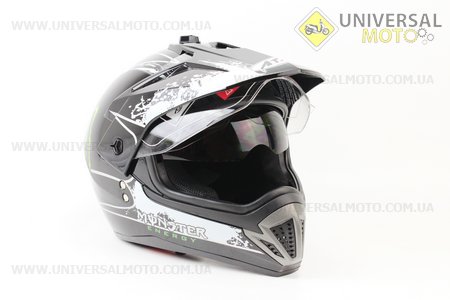 Шлем кроссовый FF103 Monster L - ЧЕРНЫЙ глянец