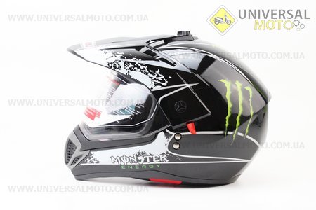 Шлем кроссовый FF103 Monster XL - ЧЕРНЫЙ глянец