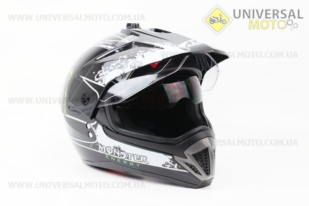 Шлем кроссовый FF103 Monster XL - ЧЕРНЫЙ глянец