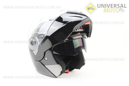 Шлем закрытый с откидным подбородком+очки FF105 Solid S - ЧЕРНЫЙ глянец