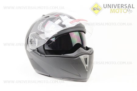 Шлем закрытый с откидным подбородком+очки FF105 Solid S - ЧЕРНЫЙ матовый