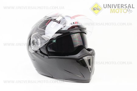 Шлем закрытый с откидным подбородком+очки FF105 Solid M - ЧЕРНЫЙ глянец