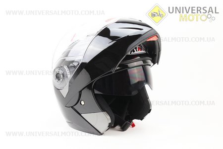 Шлем закрытый с откидным подбородком+очки FF105 Solid M - ЧЕРНЫЙ глянец