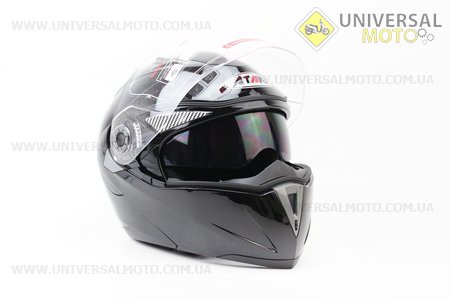 Шлем закрытый с откидным подбородком+очки FF105 Solid L - ЧЕРНЫЙ глянец