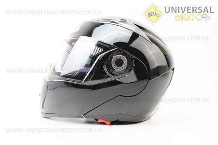 Шлем закрытый с откидным подбородком+очки FF105 Solid L - ЧЕРНЫЙ глянец