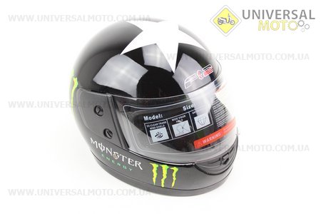 Шлем закрытый 825-3 MONSTER - S-ЧЕРНЫЙ с рисунком белой звезды