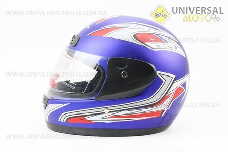 Шлем закрытый BLD-829 - S-СИНИЙ матовый с рисунком красно-серым