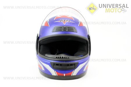 Шлем закрытый BLD-829 - S-СИНИЙ матовый с рисунком красно-серым