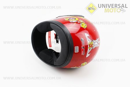 Шлем закрытый 825-1 XS- КРАСНЫЙ с рисунком