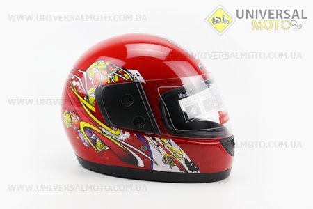 Шлем закрытый 825-1 XS- КРАСНЫЙ с рисунком