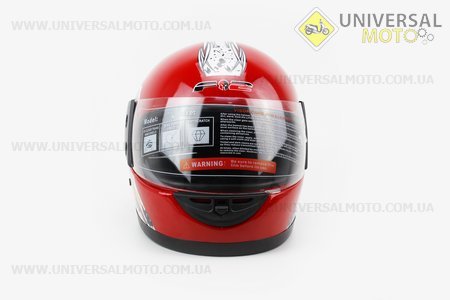 Шлем закрытый 825-1 XS- КРАСНЫЙ с рисунком