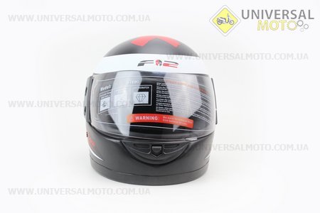 Шлем закрытый 825-1 XS- ЧЕРНЫЙ матовый с рисунком бело-красным