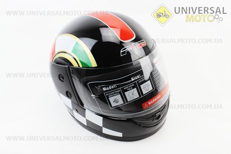 Шолом інтеграл, закритий 825-1 XS, ЧОРНИЙ з червоною смугою (можливі подряпини, дефекти фарбування). F-2 (Шоломи / UM3305-V17)
